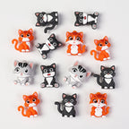 Silicone 3D Focal Beads Dark Cat Smiling Face Sitting Pose 20pcs 6
