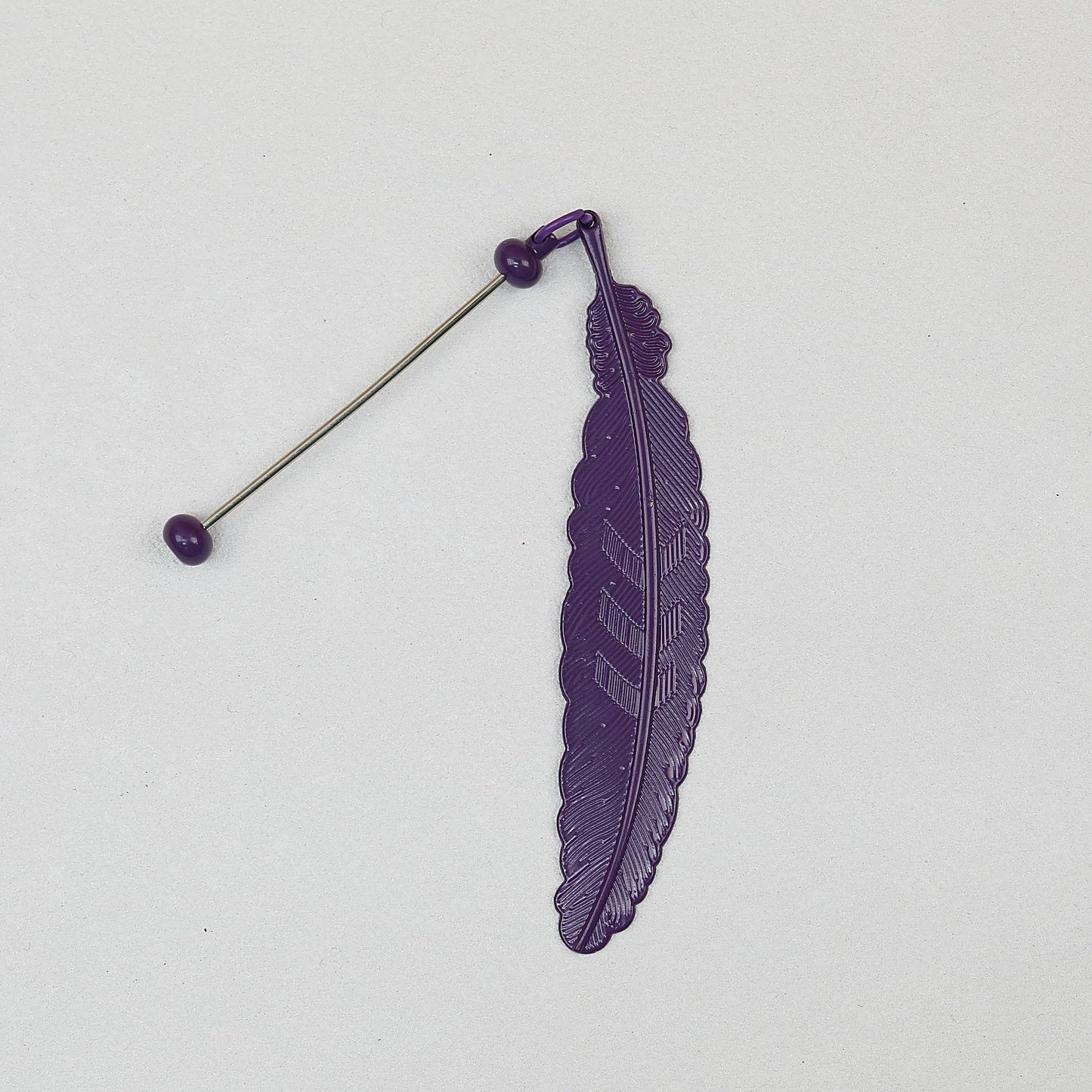 Beadable Feather Bookmarks Metal Colorful Detailed 13g - Deep purple