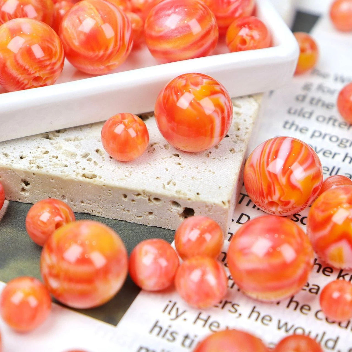 Monet Style Round Resin Beads 10mm with 2.1mm Hole 100pcs 13