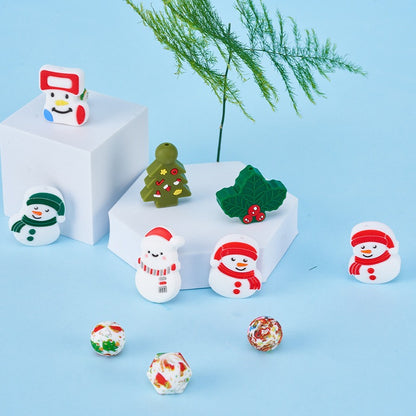 Silicone Focal Beads Christmas Tree Snowman Stocking 20pcs 2