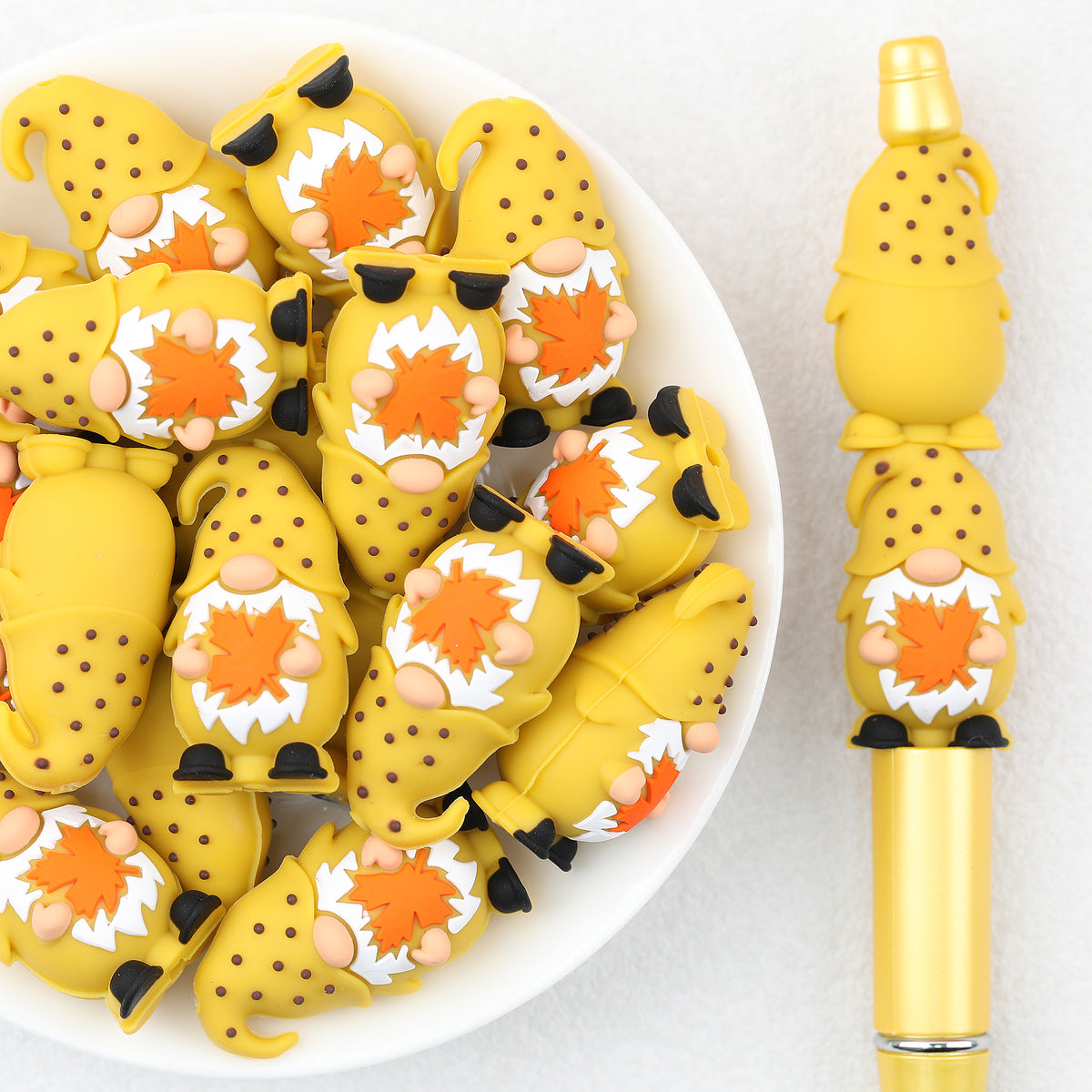 3D Thanksgiving Orange Maple Leaf Dwarf Silicone Focal Beads 20Pcs 