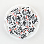 Mama Flower Silicone Focal Beads Wholesale, Coffee Cup Message