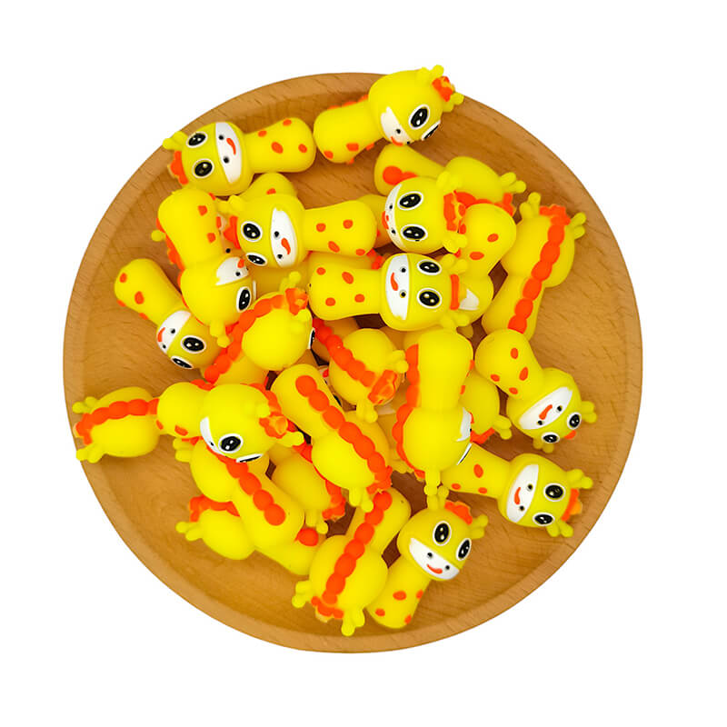 Silicone 3D Focal Beads Giraffe Orange Spots Head and Body 20pcs 2
