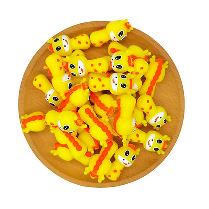 Silicone 3D Focal Beads Giraffe Orange Spots Head and Body 20pcs 2