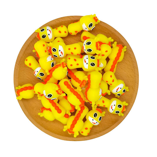 Silicone 3D Focal Beads Giraffe Orange Spots Head and Body 20pcs 2