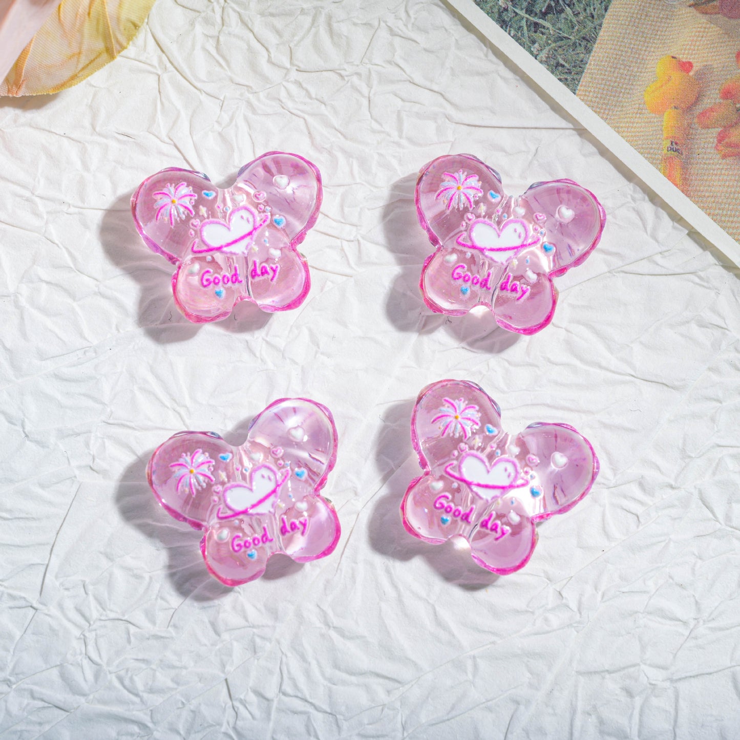 20pcs 22mm Cartoon Butterfly Acrylic Beads for Jewelry Making 7