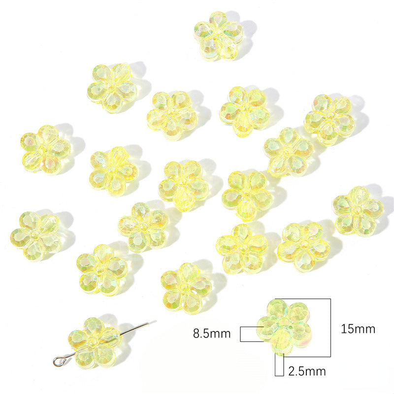 Transparent Flower Acrylic Beads 15x18mm Iridescent Pastel 40pcs 11