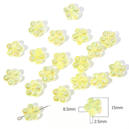 Transparent Flower Acrylic Beads 15x18mm Iridescent Pastel 40pcs 11
