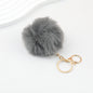 Pom Pom Keychain Fluffy Imitation Rex Rabbit Fur Ball 8cm With Lobster Clasp