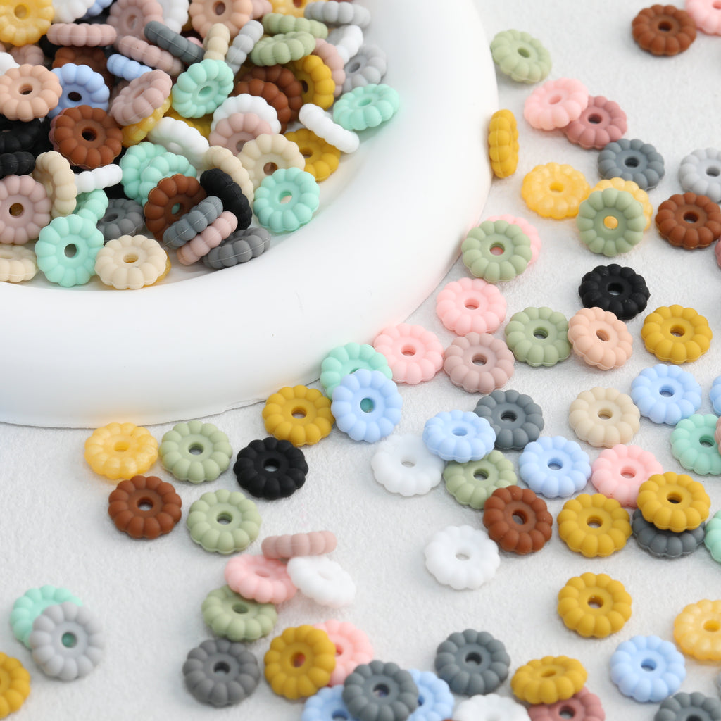 50pcs 12mm 15mm Disc Silicone Beads Solid Colors Smooth Matte