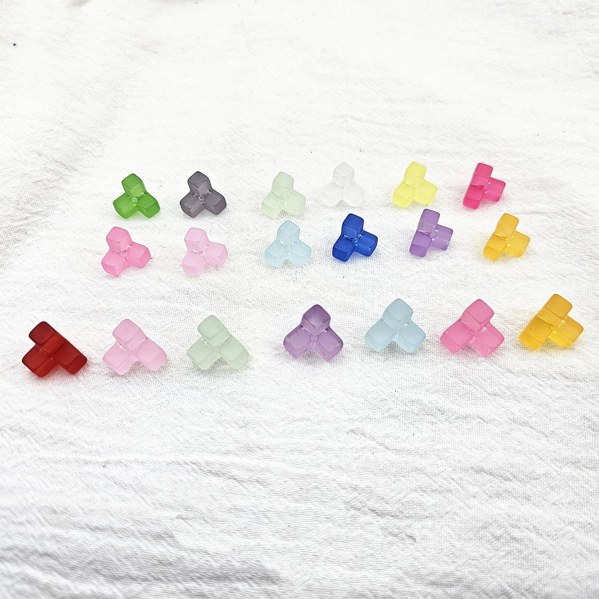 Matte Square Acrylic Beads 10-12mm Tetris Shape Mixed Colors 50pcs 2