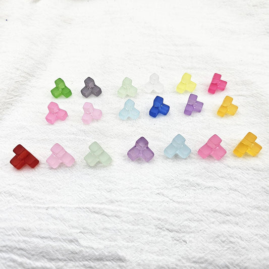 Matte Square Acrylic Beads 10-12mm Tetris Shape Mixed Colors 50pcs 2