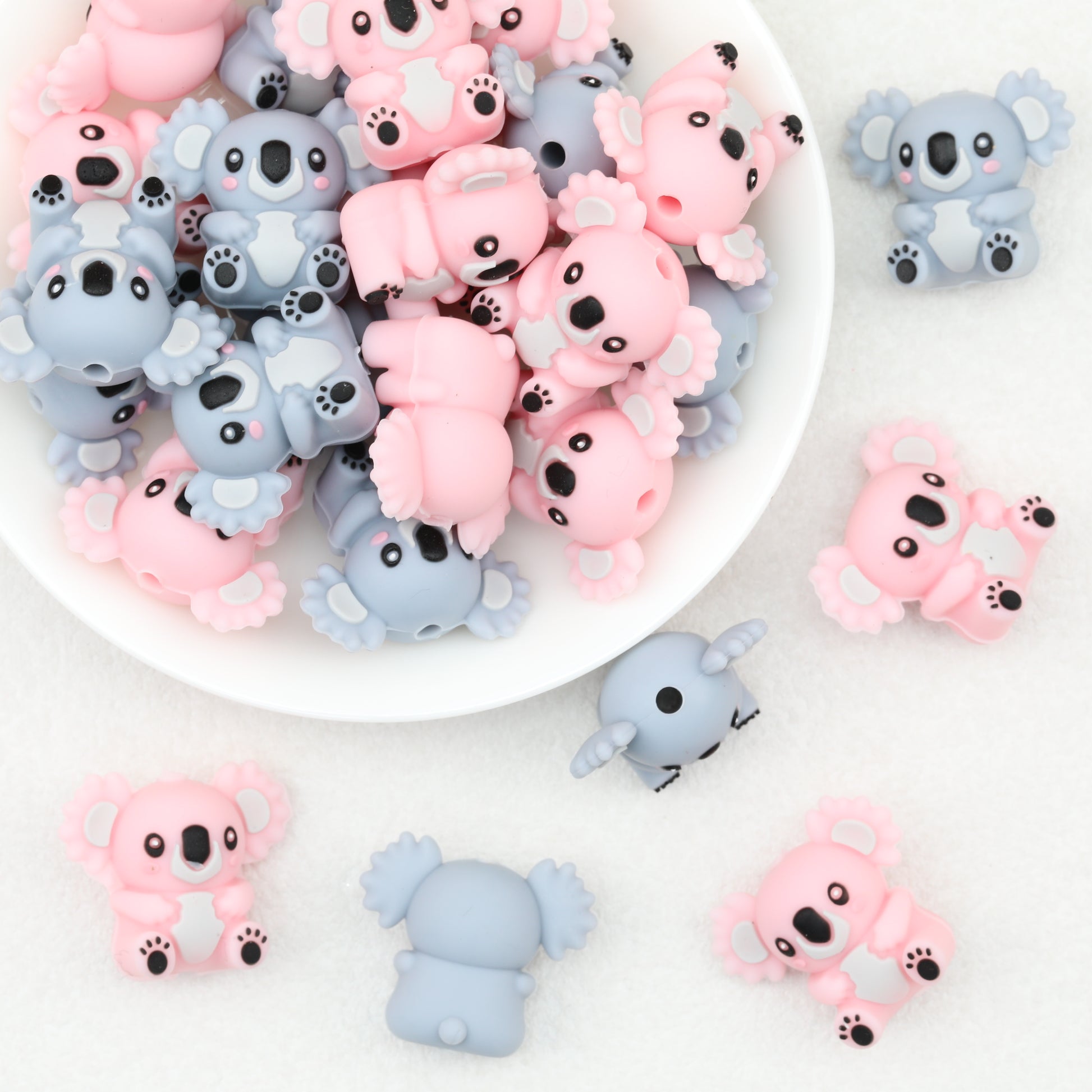 Cute 3D Koala Baby Silicone Focal Beads 20 Pcs