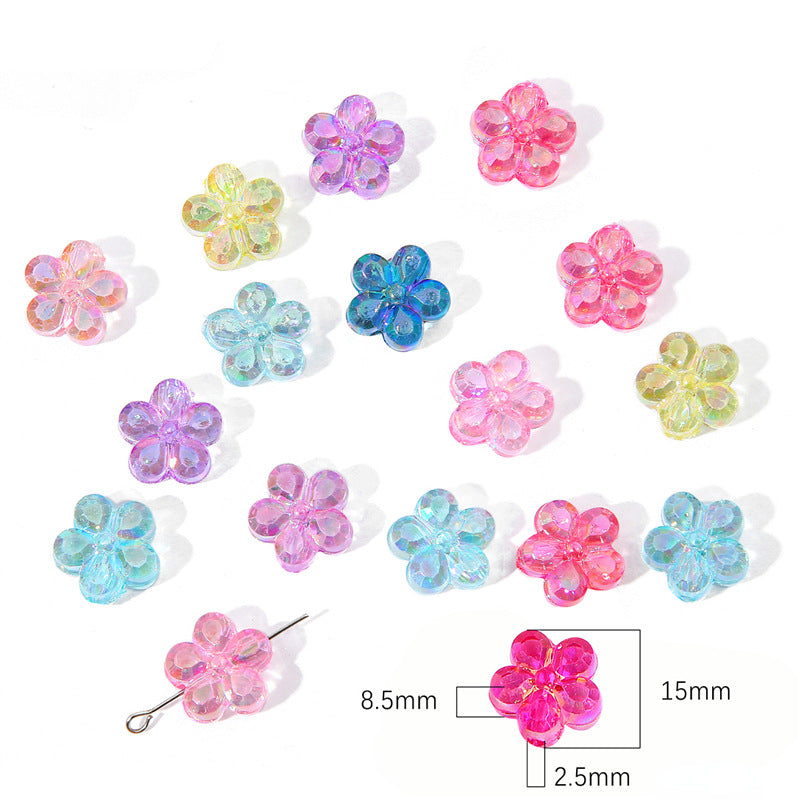 Transparent Flower Acrylic Beads 15x18mm Iridescent Pastel 40pcs 13