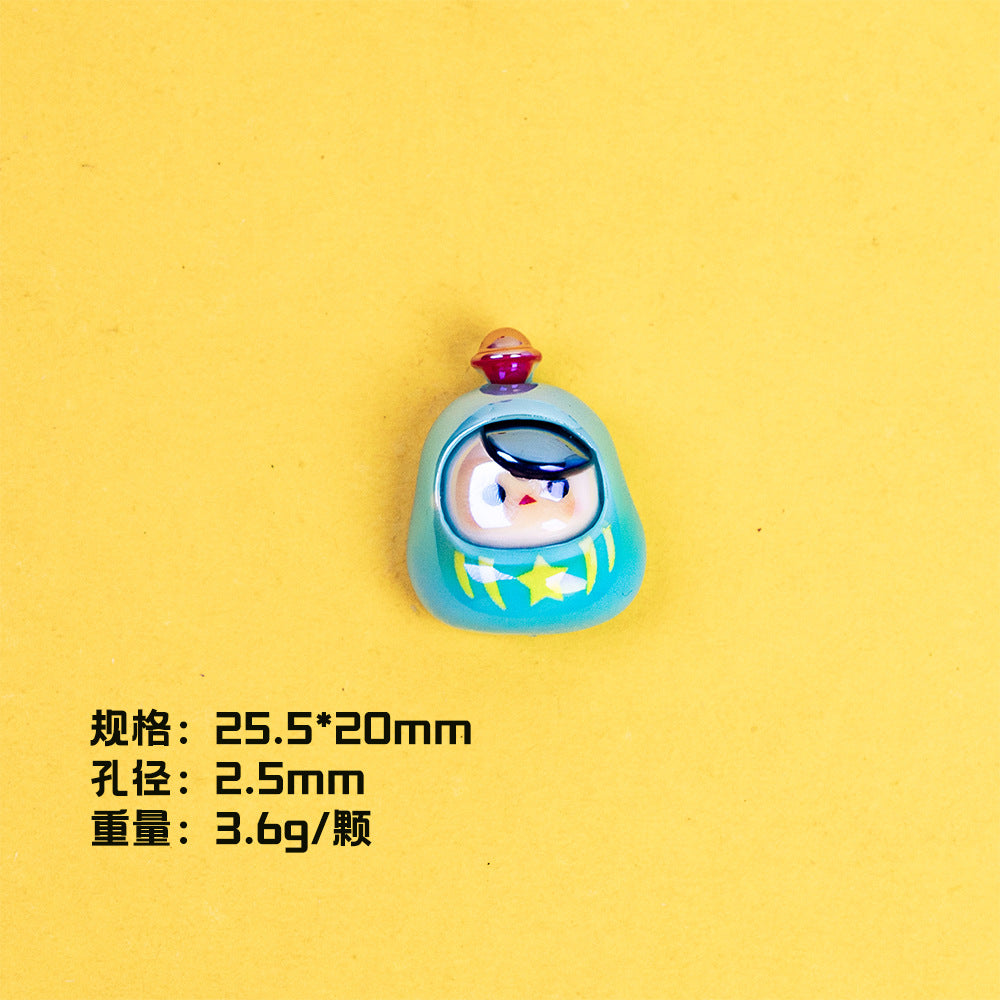 Plating POP BEAN Lucky Star Series Resin Beads Whimsical Characters 10pcs 9