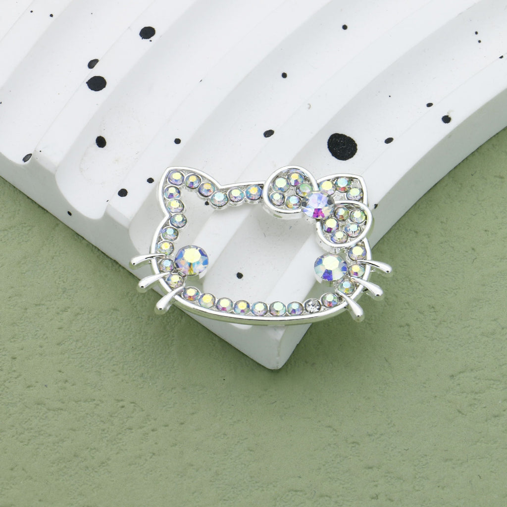 Cute Cartoon Hello Kitty Butterfly Alloy Bead Frames Colored Diamond 10pcs 7