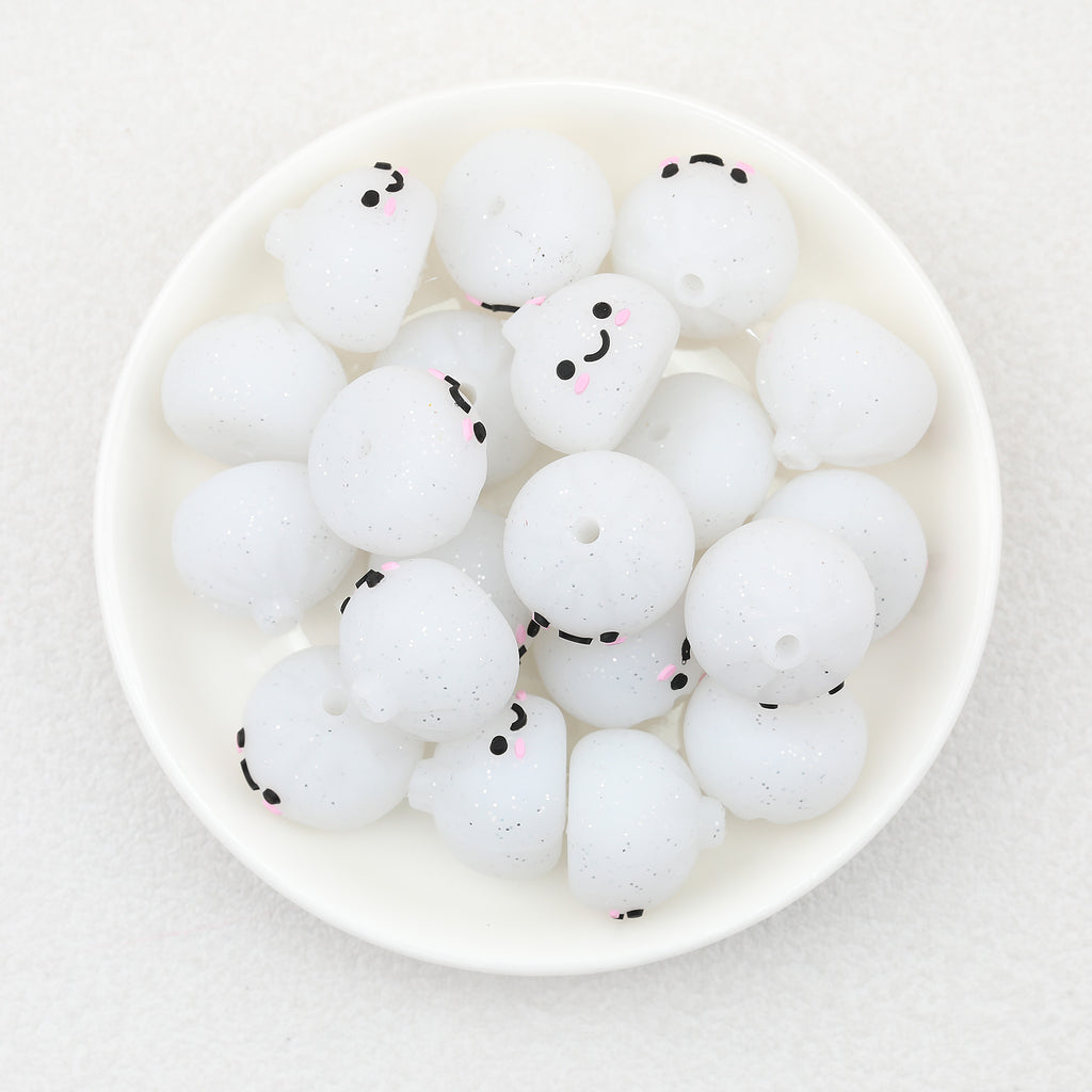 3D Cute Glitter Steamed Stuffed Bun Silicone Focal Beads 20pcs 4