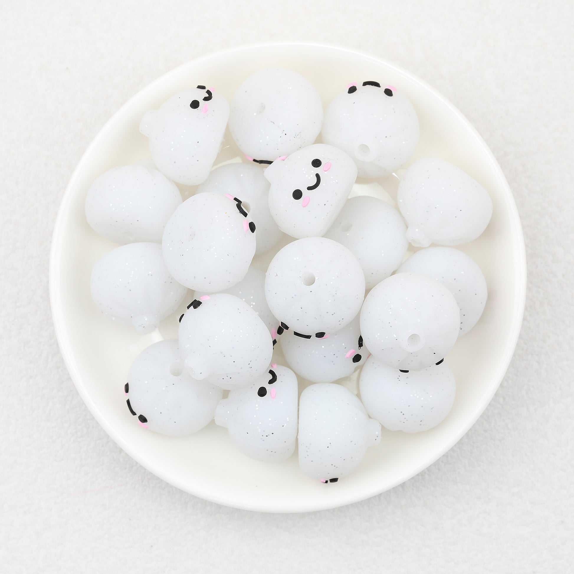 3D Cute Glitter Steamed Stuffed Bun Silicone Focal Beads 20pcs 4
