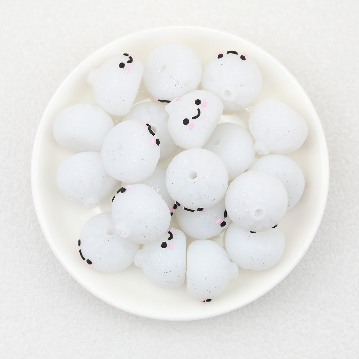 3D Cute Glitter Steamed Stuffed Bun Silicone Focal Beads 20pcs 4