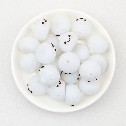 3D Cute Glitter Steamed Stuffed Bun Silicone Focal Beads 20pcs 4