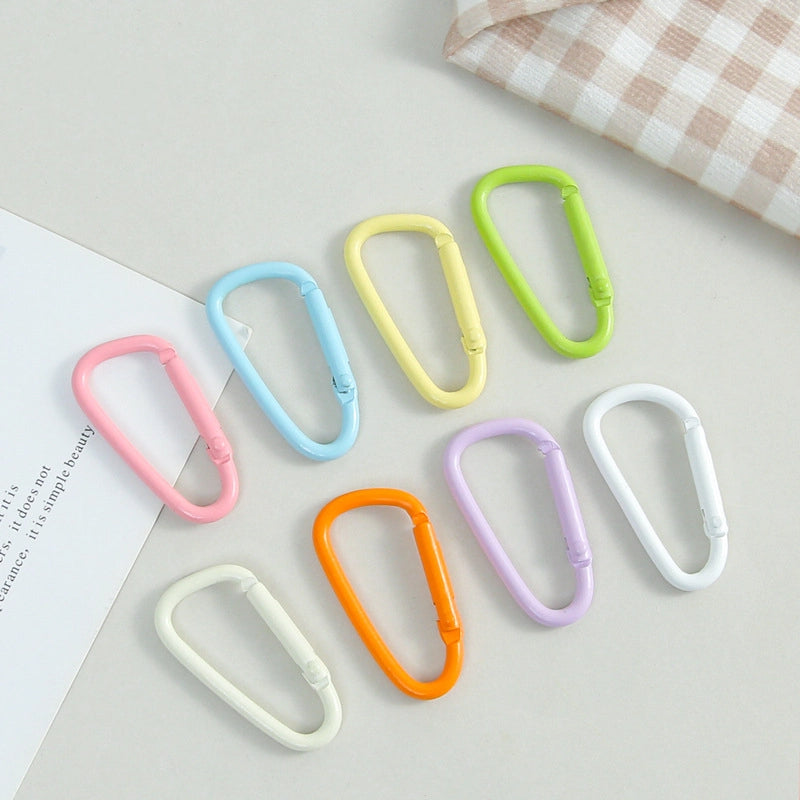 Metal D Shaped Spring Trigger Key Rings 46mm Colorful Painted 20pcs