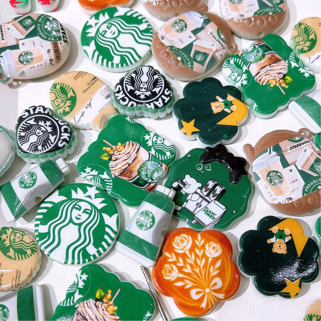 Mixed Shaped Acrylic Beads Double-Sided Starbuc Design 50pcs 4