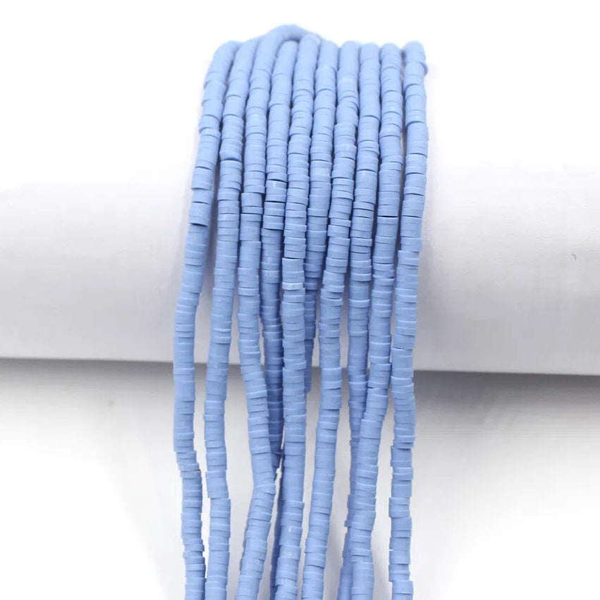 Flat Clay Beads 4mm Solid Color Polymer Disc 10strands 30