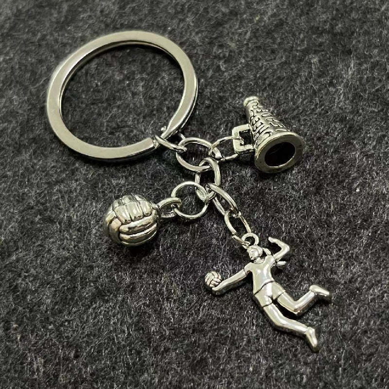 Alloy Horn Volleyball Player Keychain Metal Sports Charm 9