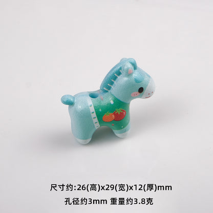 Colorful Pony Shaped Acrylic Beads 26x29x12mm Hole 3mm 20pcs 11