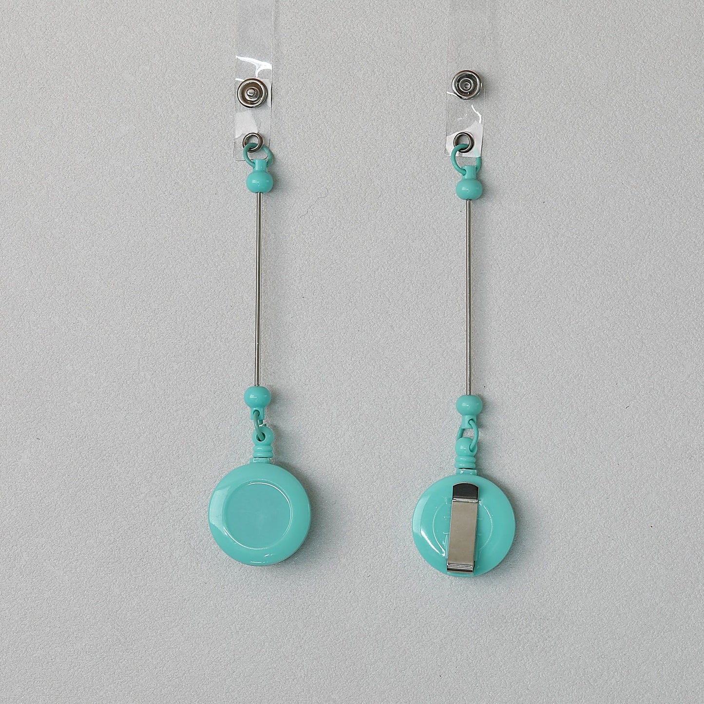 Beadable Badge Reels Retractable ID Keychain Clip - Candy blue
