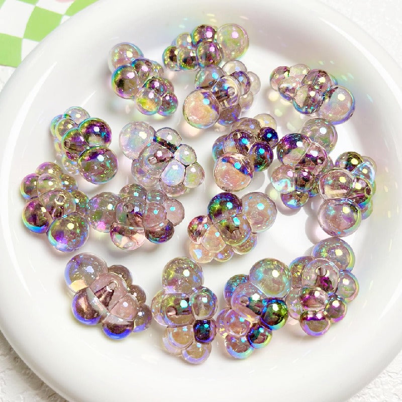 UV Finish Cloud Acrylic Beads 22x32mm Transparent Pastel 10pcs 2