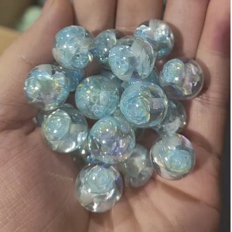 Twilight Rose Resin Beads 16mm Round Mixed Colors 20pcs 16