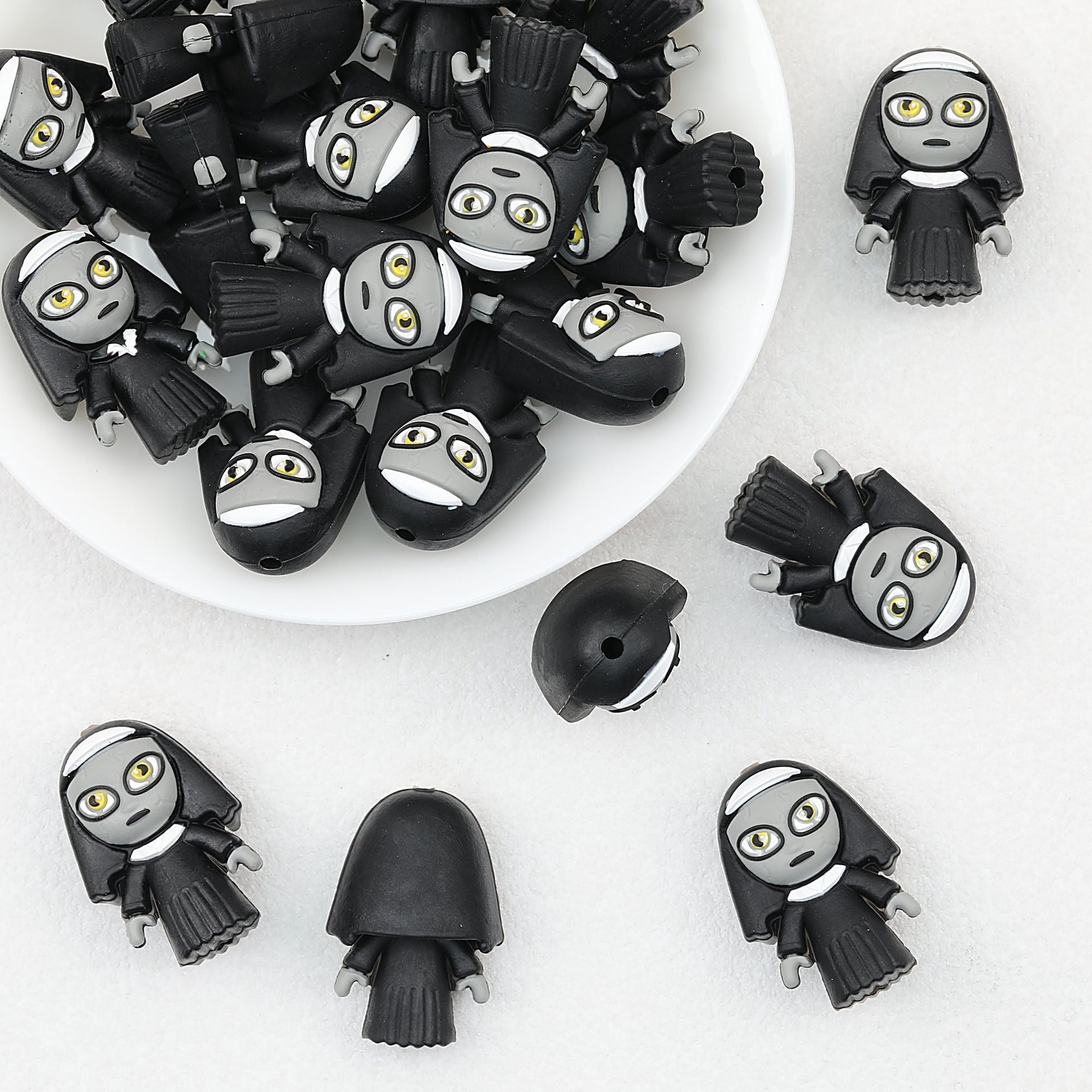 Halloween Black Nun 3D Silicone Focal Beads 20pcs