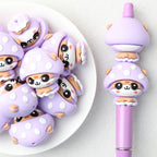 3D Purple Mushroom Head Silicone Focal Beads 20Pcs 