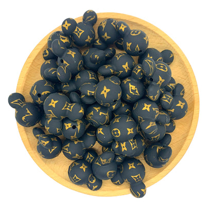 Silicone Focal Beads Mickey Head LV Pattern Printed 20pcs 3