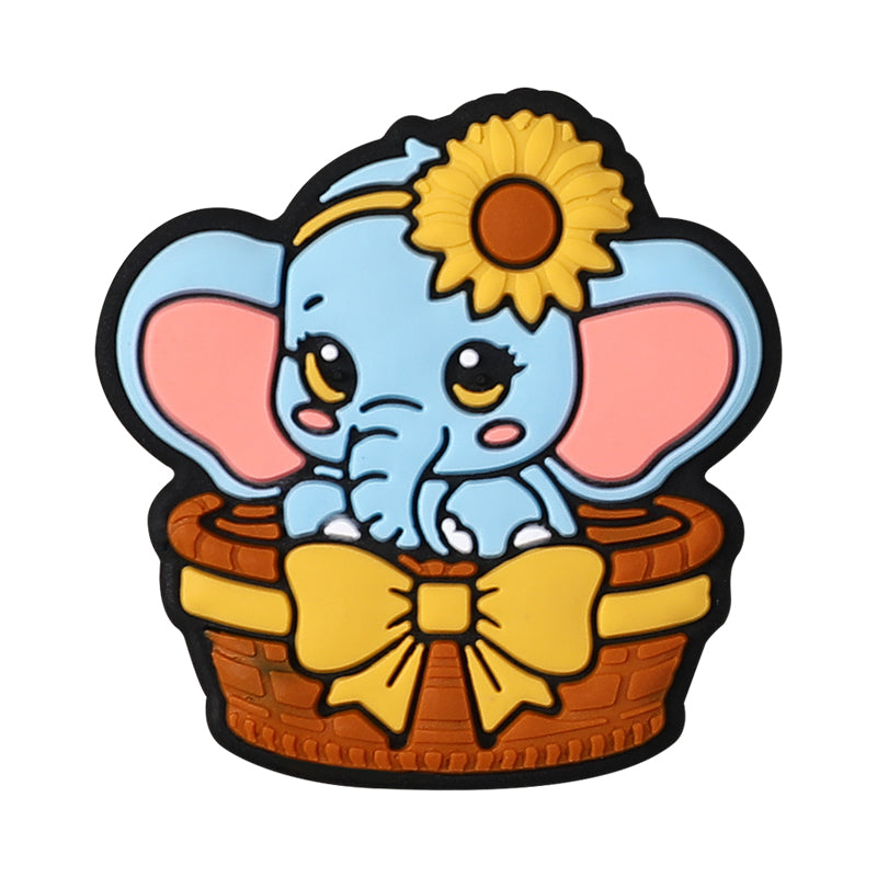Silicone Focal Beads Basket Animals Holding Bows 20pcs 13