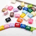 Sun Pattern Square Acrylic Beads 14mm Colorful Candy Bag 20pcs 3