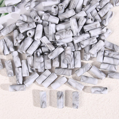 Dual-Color Tube Acrylic Beads 18x7mm Glossy Swirls 200pcs 15