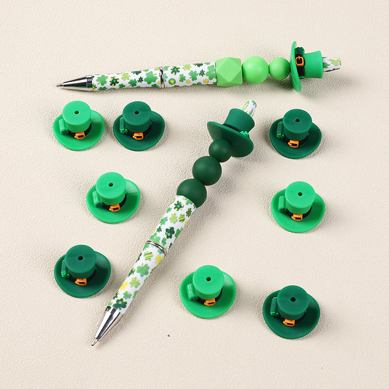Silicone 3D Focal Beads St Patrick Day Lucky Cap With Shamrock Buckle 5