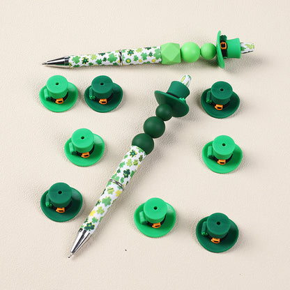 Silicone 3D Focal Beads St Patrick Day Lucky Cap With Shamrock Buckle 5