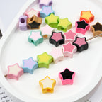 Painted Star Acrylic Beads 16mm Two-Color Enamel Glossy 20pcs