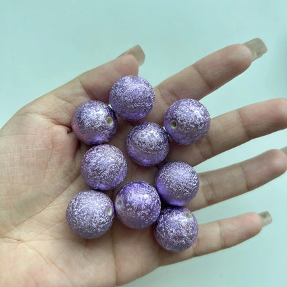 Opaque Bubblegum Beads 20mm Spray Painted Wrinkle Texture 10pcs 11