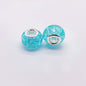 Acrylic Spacer Beads 14mm Crackle Large Hole 50pcs - Lake Blue