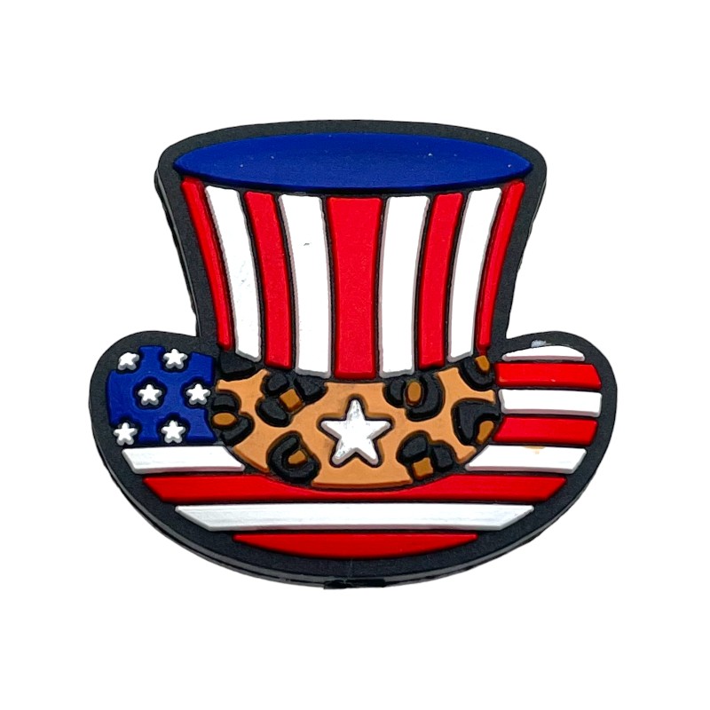 Silicone Focal Beads Independent Day USA Hat Leopard Print Star 20pcs