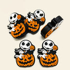 Silicone Focal Beads Halloween Pumpkin Skull Holding Mini Pumpkin 20pcs