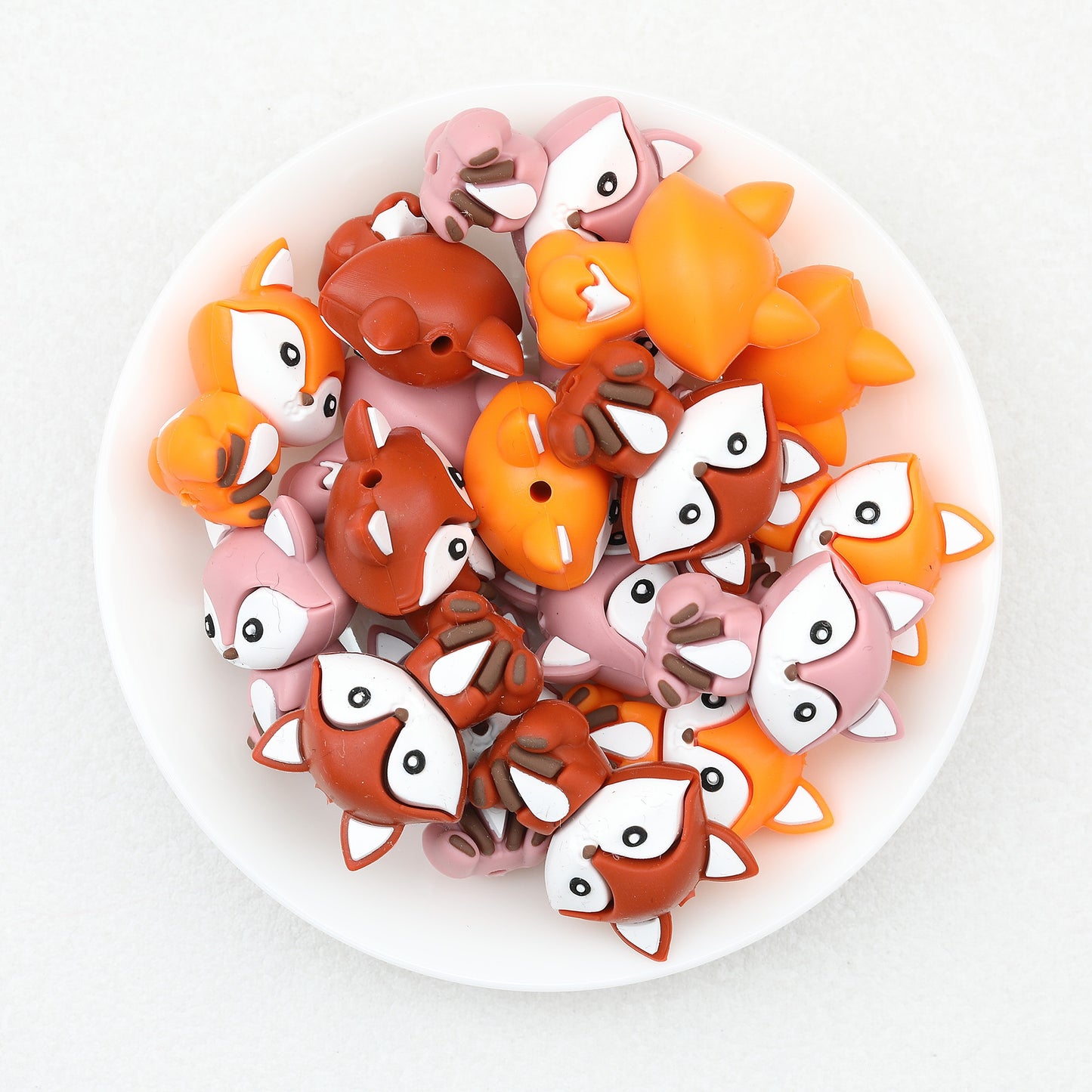 3D Multicolor Sitting Fox Silicone Focal Beads 20Pcs 2