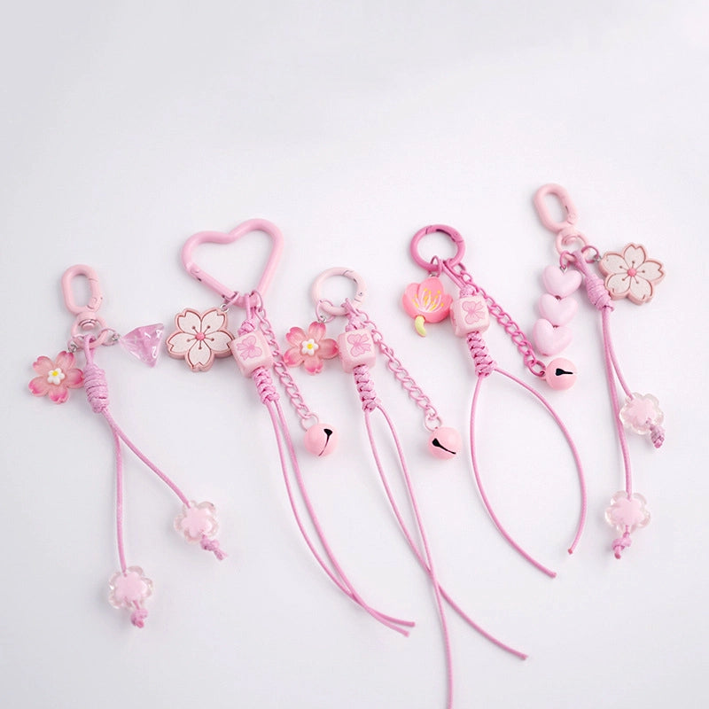Pink Cherry Blossom Acrylic Flower Keychain 2pcs