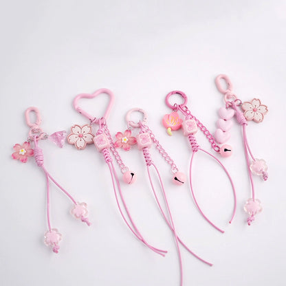 Pink Cherry Blossom Acrylic Flower Keychain 2pcs