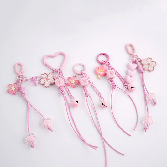 Pink Cherry Blossom Acrylic Flower Keychain 2pcs