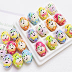 Hand-Painted Dinosaur Egg Acrylic Beads 16x24mm Colorful 5pcs